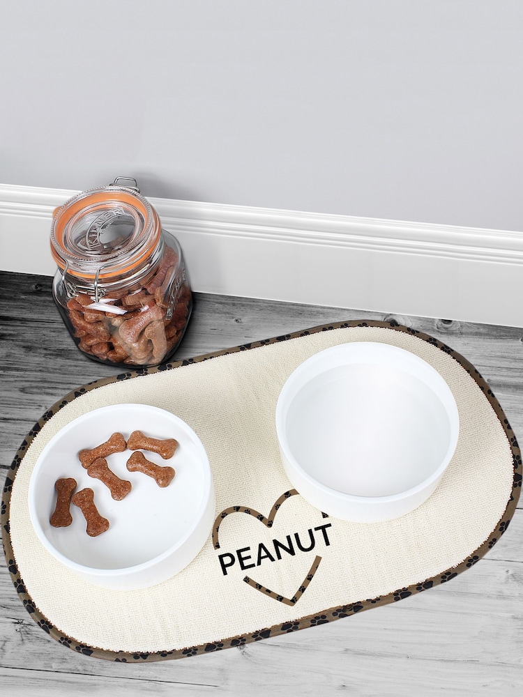 Personalised Love Heart Pet Bowl Placemat by PMC - Image 1 of 3