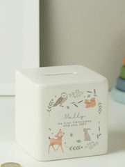 PMC Personalised Woodland Animals Ceramic Square Money White Box - Image 1 of 3