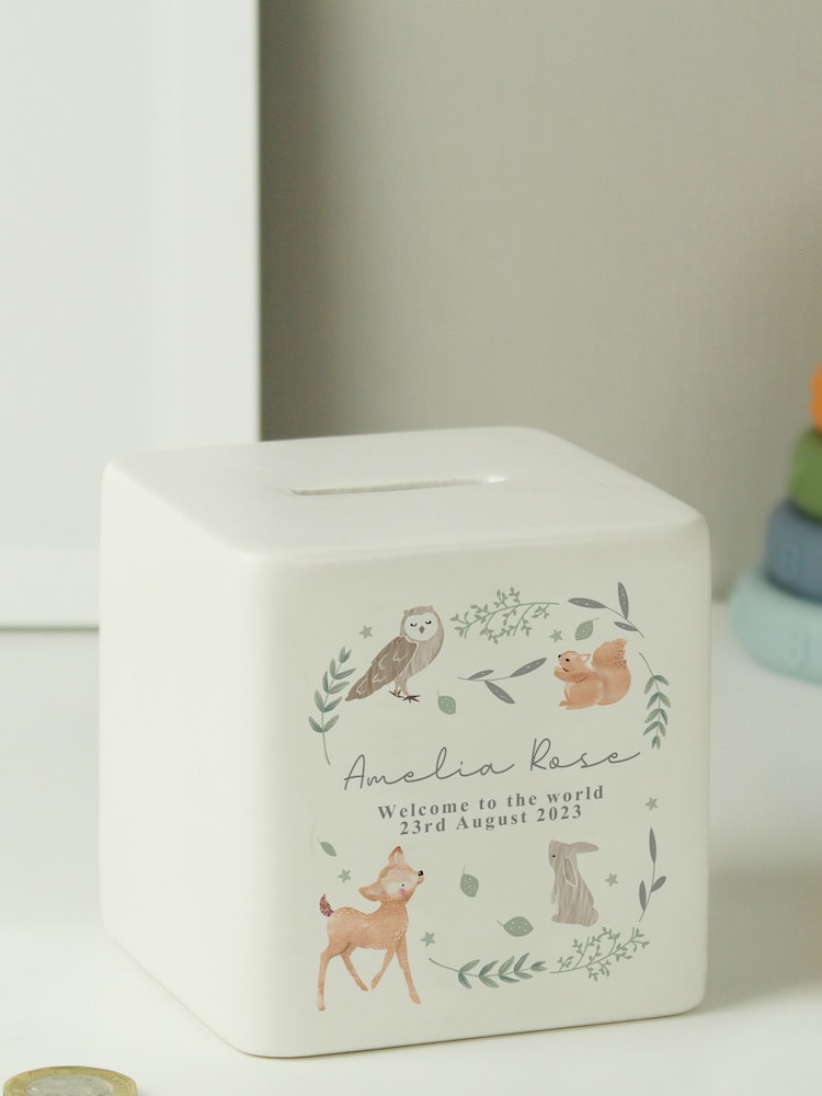 PMC Personalised Woodland Animals Ceramic Square Money White Box - Image 2 of 3