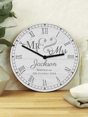 Personalised Mr & Mrs Wooden Clock by PMC - Image 2 of 3