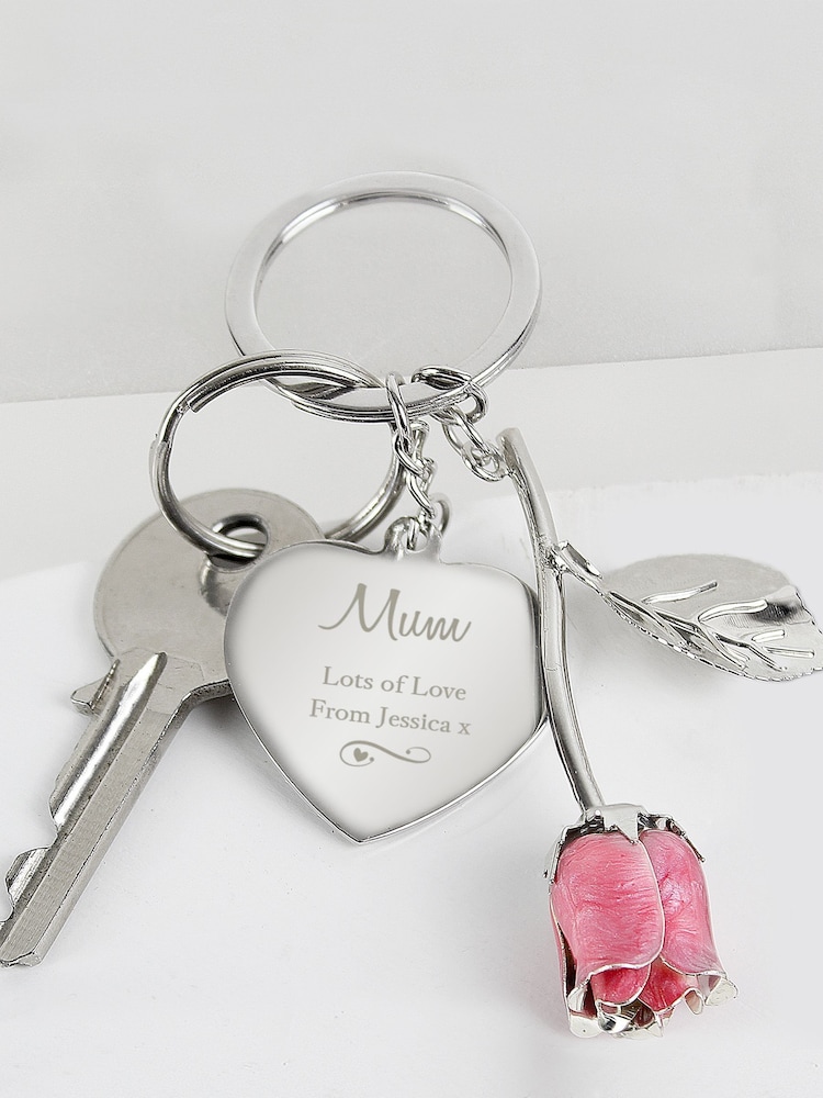 Personalised Rose Keyring by PMC - Image 2 of 3
