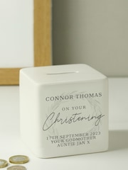 PMC Personalised Christening Ceramic Square Money White Box - Image 2 of 3