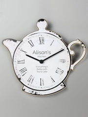 Personalised Teapot Shaped Wooden Clock by PMC - Image 2 of 3