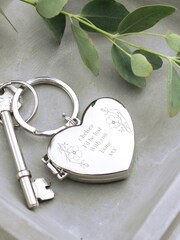 Personalised Floral Heart Photo Frame Keyring by PMC - Image 2 of 3