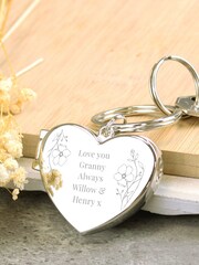 Personalised Floral Heart Photo Frame Keyring by PMC - Image 3 of 3