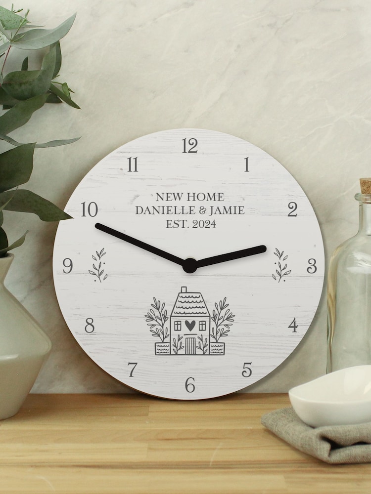 Personalised Home Sweet Home Wooden Clock by PMC - Image 1 of 3