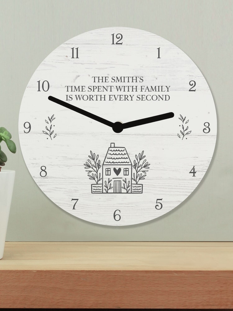 Personalised Home Sweet Home Wooden Clock by PMC - Image 2 of 3