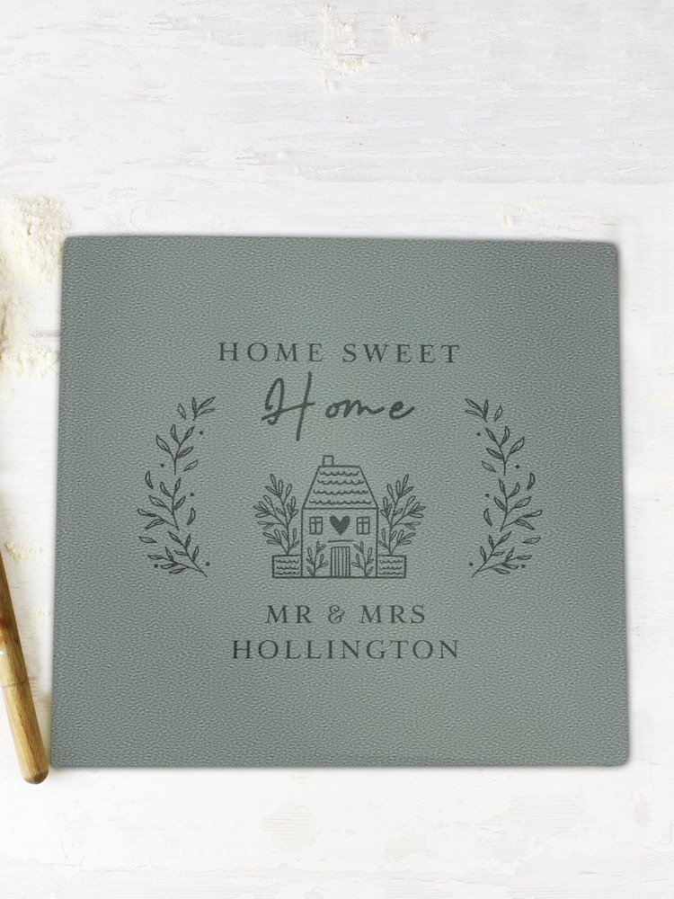 Personalised Home Sweet Home Glass Chopping Board by PMC - Image 2 of 3