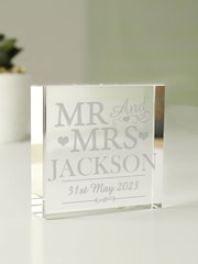 Personalised Mr & Mrs Crystal Token Ornament by PMC - Image 1 of 3