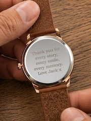 PMC Personalised Mens Rose Gold Watch with Brown Strap - Image 5 of 5