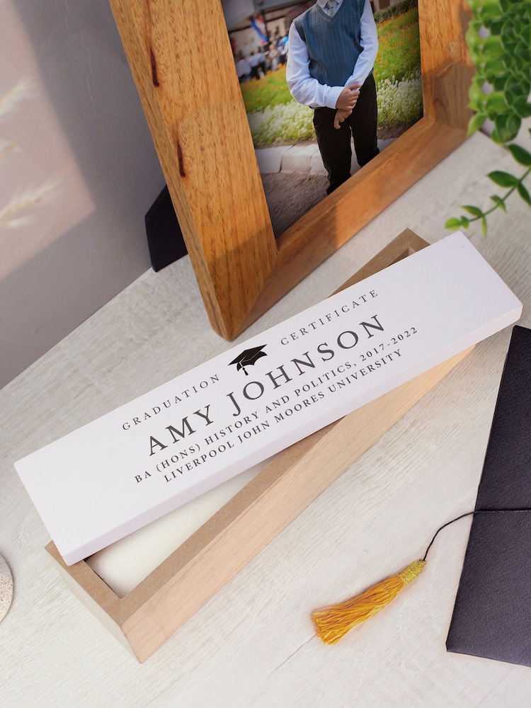Personalised Graduation Wooden Certificate Holder by PMC - Image 2 of 3