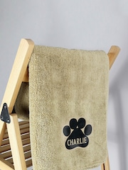 Personalised Paw Print Brown Microfiber Pet Towel by PMC - Image 1 of 2