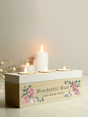 Personalised Floral Watercolour Triple Tealight Holder and Storage Box by PMC - Image 1 of 4