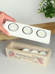 Personalised Floral Watercolour Triple Tealight Holder and Storage Box by PMC - Image 2 of 4