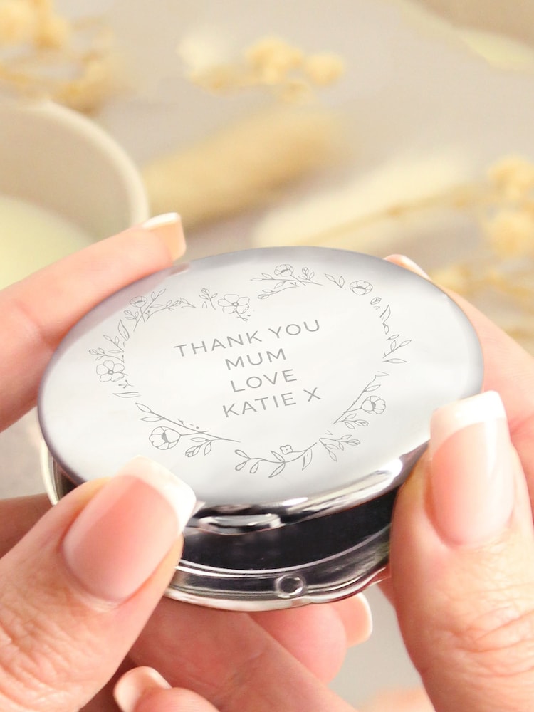 PMC Personalised Floral Round Compact Mirror - Image 2 of 4