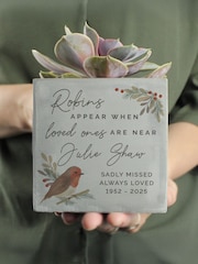 Personalised Robin Memorial Concrete Plant Pot by PMC - Image 2 of 3
