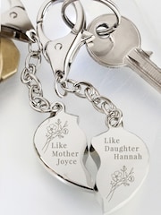 PMC Natural Personalised Floral Mother Daughter Two Heart Keyring - Image 1 of 3