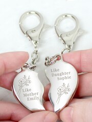 PMC Natural Personalised Floral Mother Daughter Two Heart Keyring - Image 2 of 3