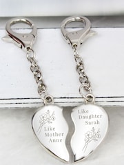 PMC Natural Personalised Floral Mother Daughter Two Heart Keyring - Image 3 of 3