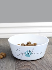 Blue Personalised Pawprint Plastic Cat Bowl by PMC - Image 2 of 3