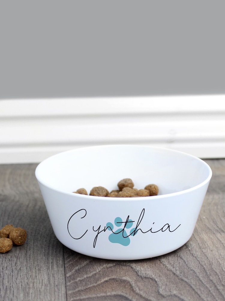 Blue Personalised Pawprint Plastic Cat Bowl by PMC - Image 2 of 3 Blue Personalised Pawprint Plastic Cat Bowl by PMC - Image 2 of 3