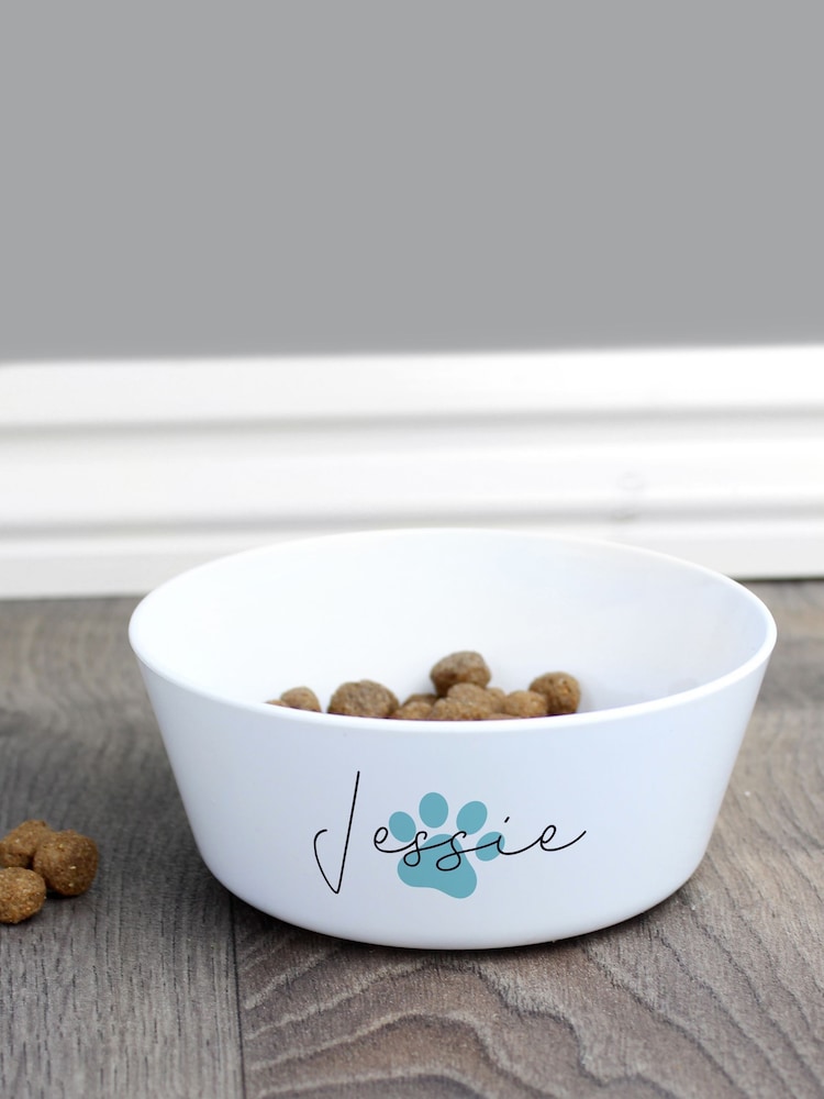 Blue Personalised Pawprint Plastic Cat Bowl by PMC - Image 3 of 3 Blue Personalised Pawprint Plastic Cat Bowl by PMC - Image 3 of 3