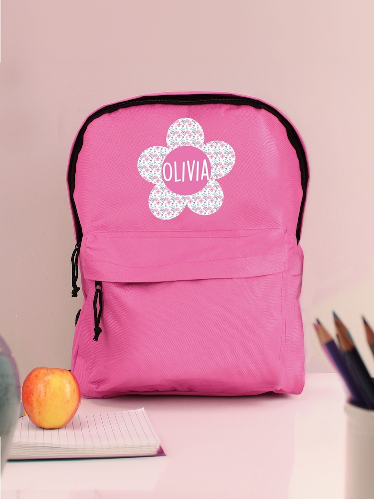 PMC Pink Personalised Flower Backpack - Image 5 of 5 PMC Pink Personalised Flower Backpack - Image 5 of 5