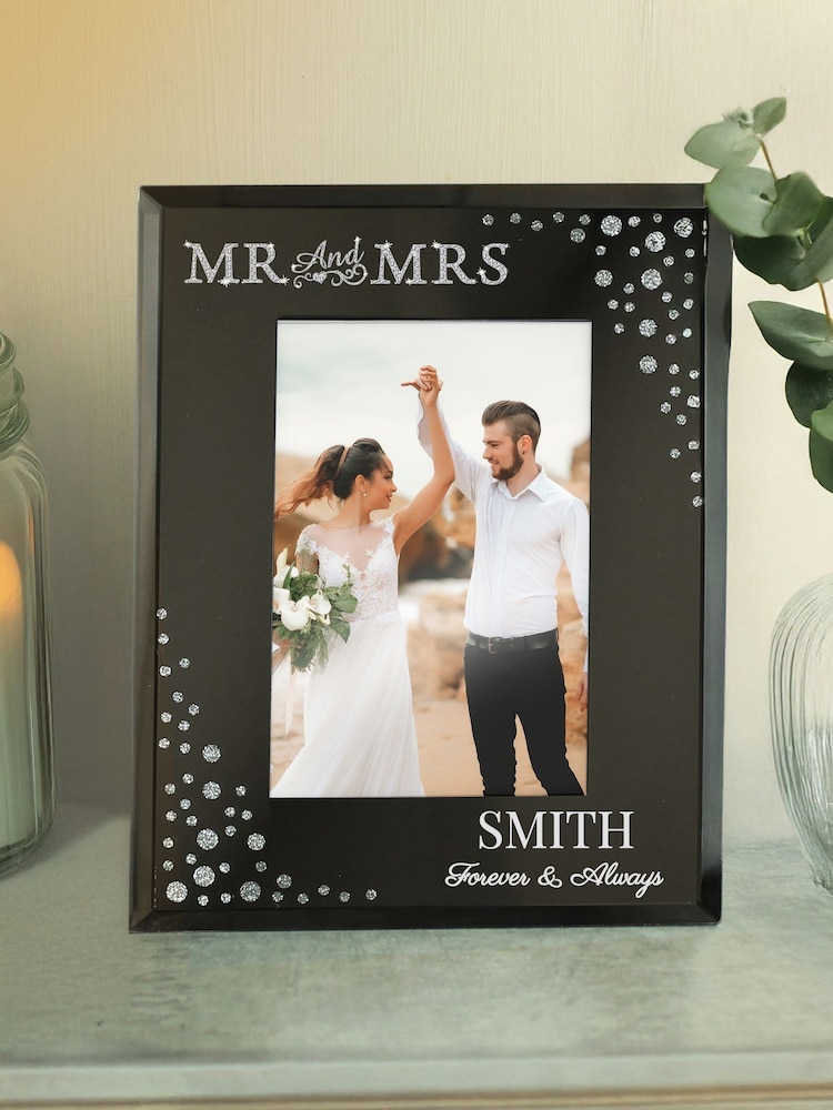 Personalised Mr and Mrs 6x4 Mirrored Photo Frame by PMC - Image 2 of 3