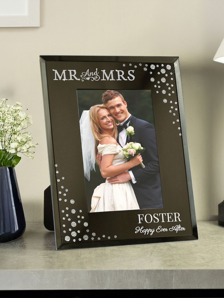 Personalised Mr and Mrs 6x4 Mirrored Photo Frame by PMC - Image 3 of 3