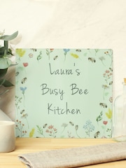 Personalised Floral Glass Worktop Saver Chopping Board by PMC - Image 1 of 3