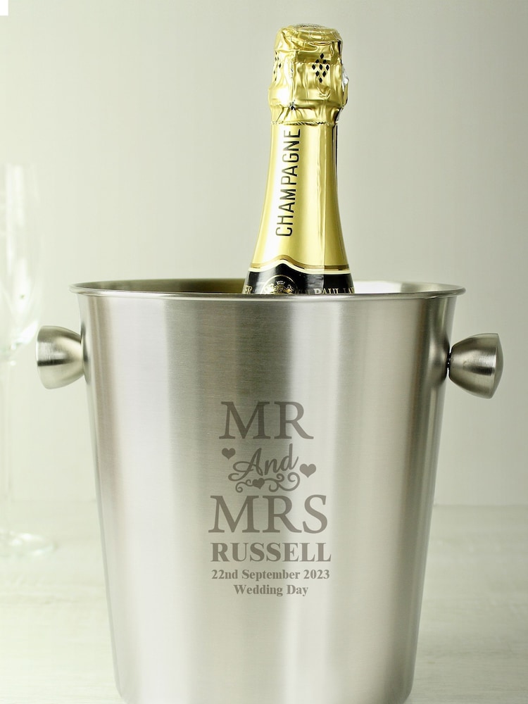 Personalised Mr & Mrs Stainless Steel Ice Bucket by PMC - Image 3 of 3 Personalised Mr & Mrs Stainless Steel Ice Bucket by PMC - Image 3 of 3