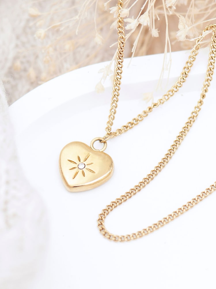 Treat Republic Gold Tone Personal Celestial Heart Pendant and Necklace - Image 1 of 5