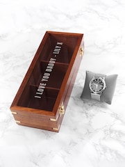 Treat Republic Personalised Wooden Brown Watch Box 3 Piece - Image 1 of 5