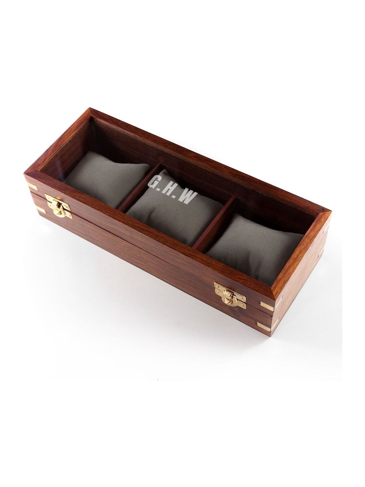 Treat Republic Personalised Wooden Brown Watch Box 3 Piece - Image 5 of 5