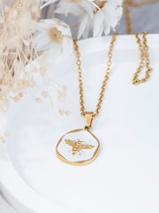 Treat Republic Gold Tone Personalised Honey Bee Pendant and Necklace - Image 1 of 5