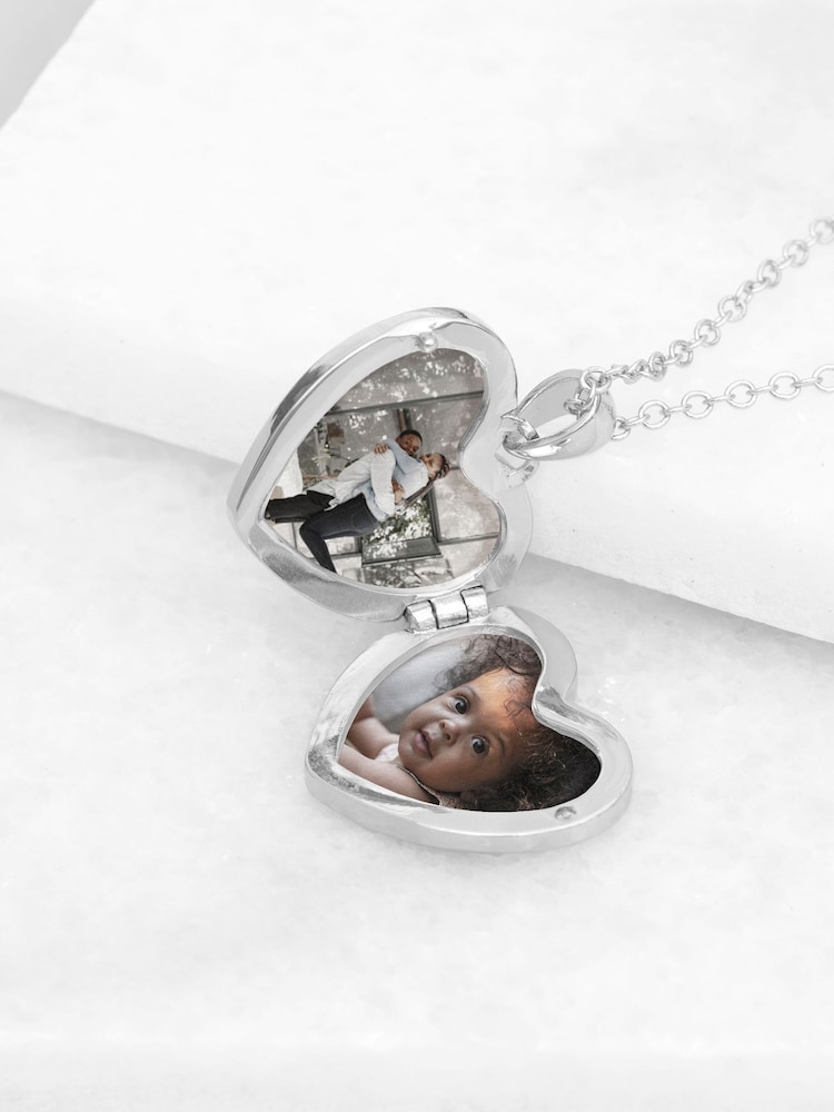 Treat Republic Silver Tone Personalised Heart Photo Locket - Image 5 of 5