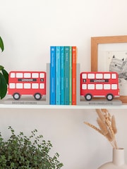 Kids Red Personalised London Bus Bookends by Treat Republic - Image 1 of 5
