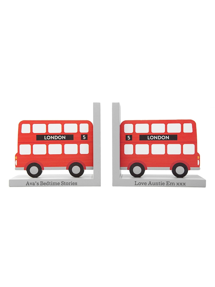 Kids Red Personalised London Bus Bookends by Treat Republic - Image 5 of 5