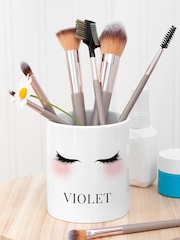 Personalised Eyelashes Makeup Brush White Holder by Treat Republic - Image 1 of 2