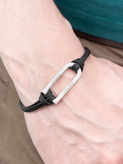 Treat Republic Mens Personalised Shoreditch Leather Black Bracelet - Image 2 of 4