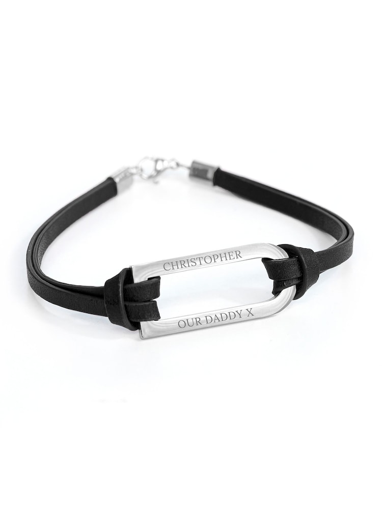 Treat Republic Mens Personalised Shoreditch Leather Black Bracelet - Image 4 of 4