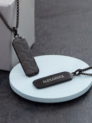 Treat Republic Personalised Men'sSteel Dog Tag Black Necklace - Image 1 of 5