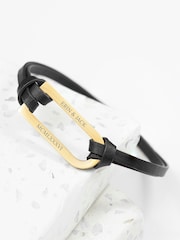 Treat Republic Mens Personalised Shoreditch Leather Black Bracelet - Image 1 of 4