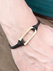 Treat Republic Mens Personalised Shoreditch Leather Black Bracelet - Image 2 of 4