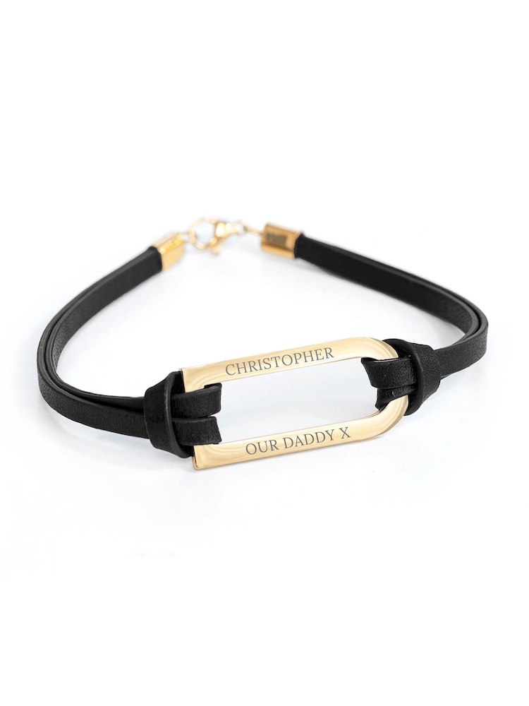 Treat Republic Mens Personalised Shoreditch Leather Black Bracelet - Image 4 of 4