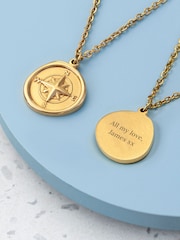 Treat Republic Gold Tone Personalised Compass Amulet Necklace - Image 1 of 4