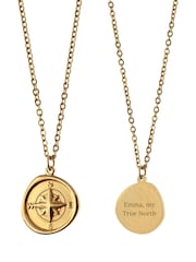 Treat Republic Gold Tone Personalised Compass Amulet Necklace - Image 2 of 4