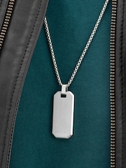 Treat Republic Silver Tone Personalised Men's Brushed Steel Dog Tag Necklace - Image 2 of 5