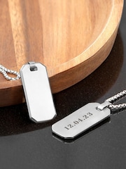 Treat Republic Silver Tone Personalised Men's Brushed Steel Dog Tag Necklace - Image 3 of 5