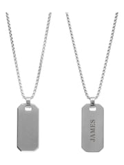 Treat Republic Silver Tone Personalised Men's Brushed Steel Dog Tag Necklace - Image 4 of 5